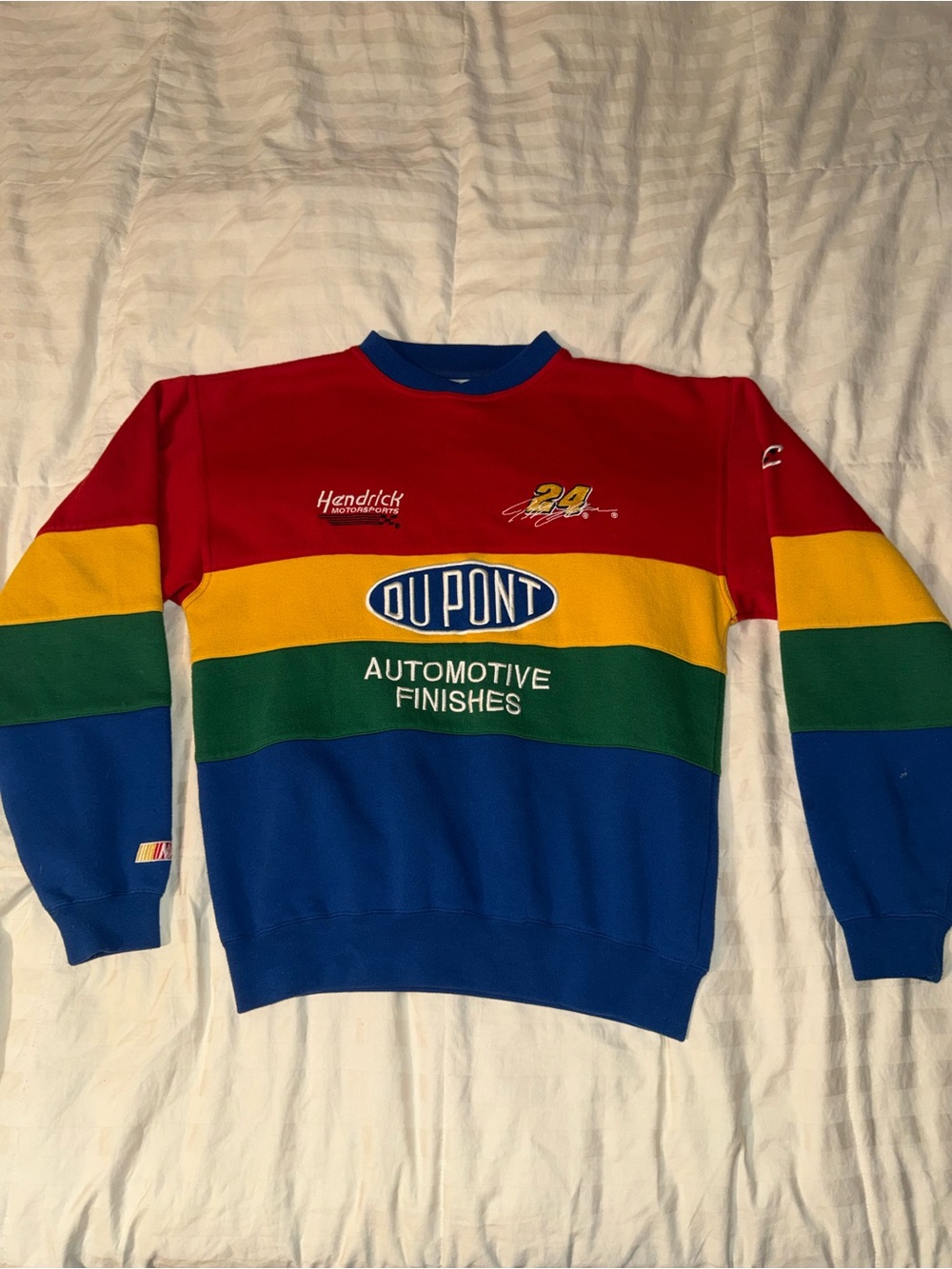 Vintage Jeff Gordon Dupont NASCAR Racing Stripe Crewneck Sweater